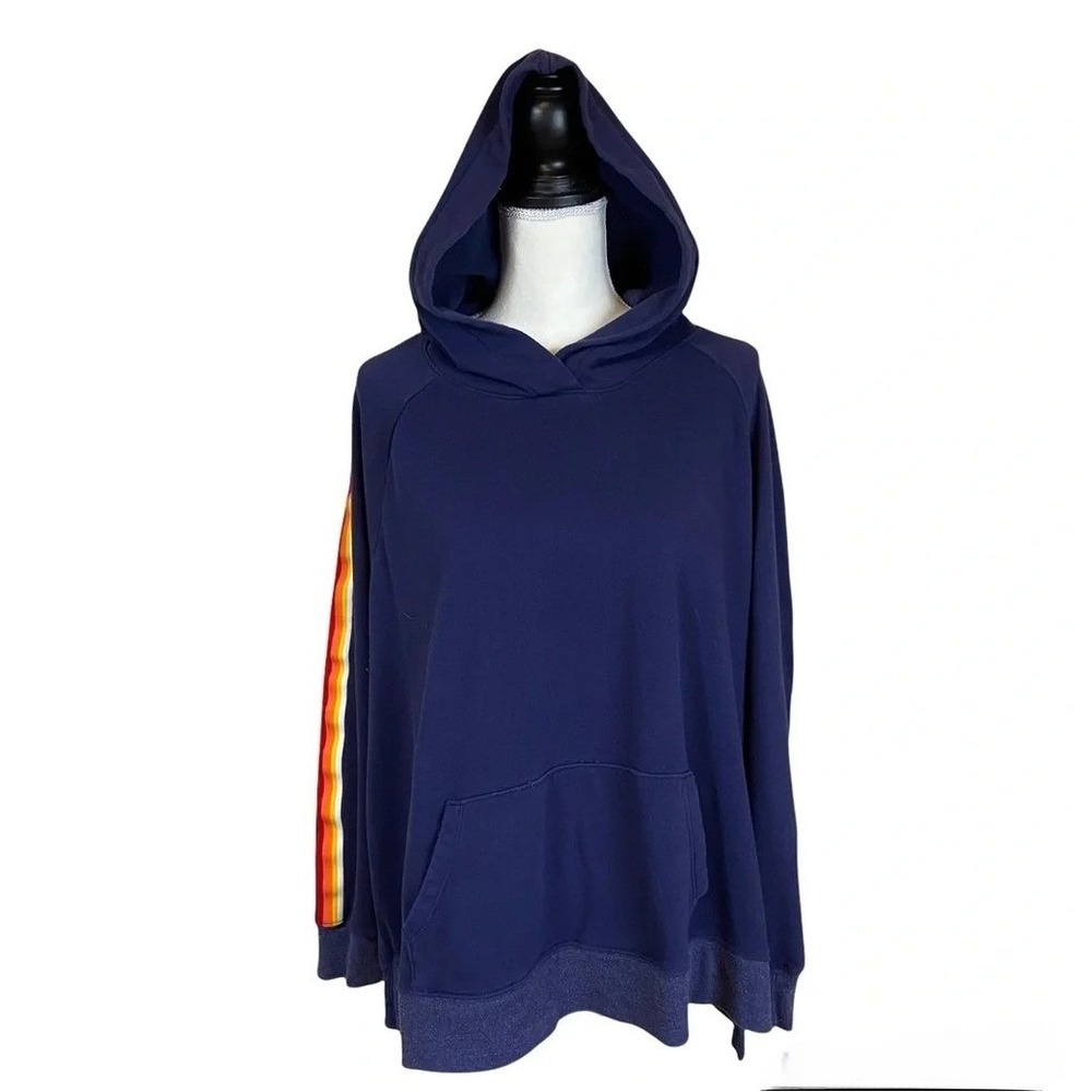 Old Navy 2018 Navy Blue Hoodie with Rainbow‎ Stripe Sleeve Size Medium